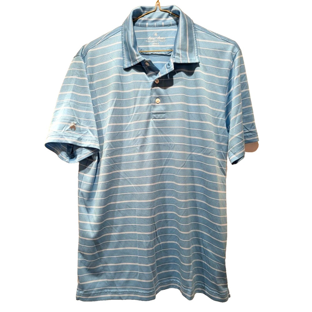Brooks Brothers Performance Series Polo Shirt Mens Sz: M Blue/White Striped Golf